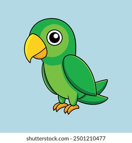 Green Parrot Cartoon Vector Illustration - Vibrant and Fun Design