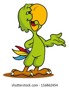 Green parrot cartoon vector illustration.Suitable for logo or mascot.