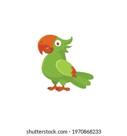Green parrot cartoon vector on a white background