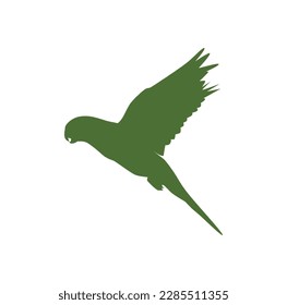 Green parrot flying silhouette vector on a white background