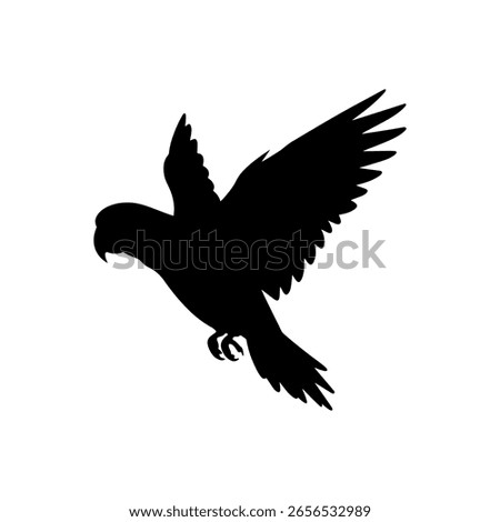 Green parrot flying silhouette vector flat illustration design. 