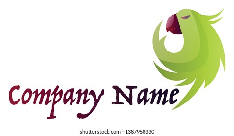 Green parrot head next to a blank text space vector logo illustration on a white background
