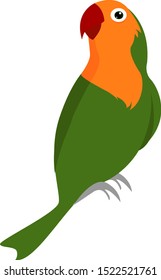 Green parrot, illustration, vector on white background.