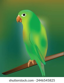 Green parrot mesh colorize isolated on colorful background. Vector EPS 10 Format.