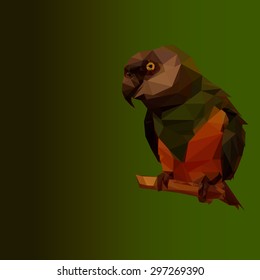 Green parrot sitting on a branch