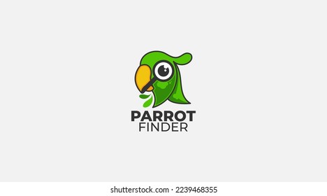 Icono de diseño del logotipo del vector del loro verde