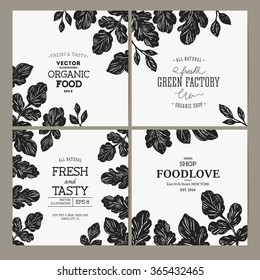 Green parsley design templates. Banner collection. Organic background. Vector illustration