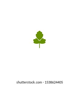 Green parsley twig, shoot, sprig. Icon Isolated on white. Logo for eco company, agriculture, nature firm, ecology, healthy organic and farm fresh food. Vector Illustration. kitchen herbs