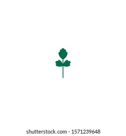 Green parsley twig, shoot, sprig. Icon Isolated on white. Logo for eco company, agriculture, nature firm, ecology, healthy organic and farm fresh food. Vector Illustration. kitchen herbs