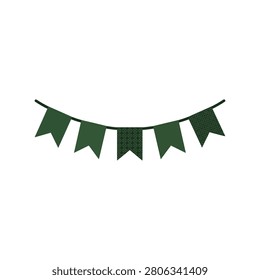 Green party bunting flags festive decoration celebration event party banner holiday vector