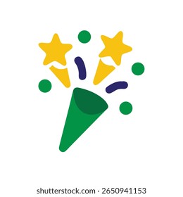 Green party popper with yellow stars green circles on Brazil Proclamação da Republica