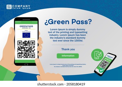 GREEN PASS COVID-19 GREEN CERTIFICATE. European Union Certificate. Certificate for public transport and entrance to places. Certificate APPROVED. Green card that certifies vaccination against covid-19