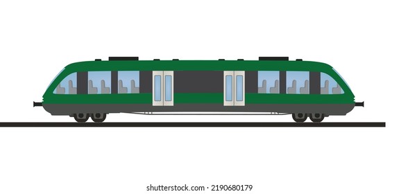 Tren verde de pasajeros. ilustración vectorial