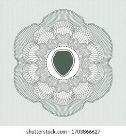 Green passport emblem. with shield icon inside