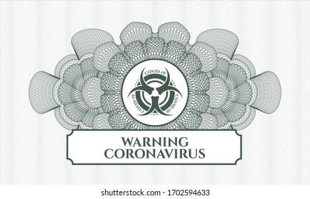 Das Emblem des grünen Passes. Vektorillustration Illustration. Detaillierte Angaben mit dem Biorisiko-Covid-19-Symbol und Warnhinweis-Coronavirus-Text