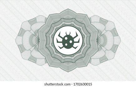 Green passport emblem. Vector Illustration. Detailed with bug icon inside