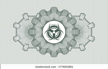emblema del pasaporte verde. Ilustración vectorial. Detallado con el icono de biohazard covid-19