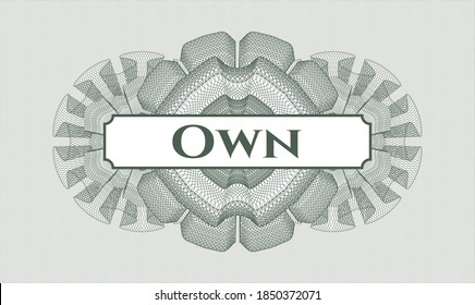 Green passport emblem. Vector Illustration. Detailed with text Own inside