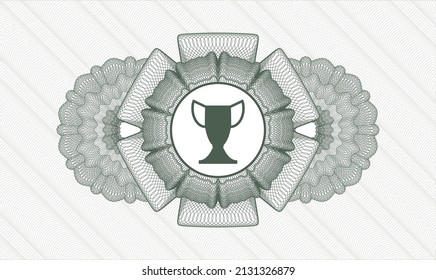 Green passport emblem. Vector Illustration. Detailed with trophy icon inside