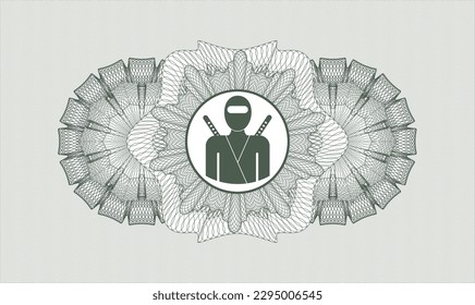 Green passport emblem. Vector Illustration. Detailed with ninja icon inside