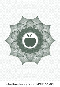 Green passport money rosette with apple icon inside