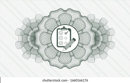 Rosette de dinero del pasaporte verde con icono de comentarios de los clientes dentro