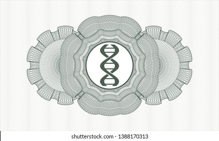 Green passport money rosette with dna icon inside
