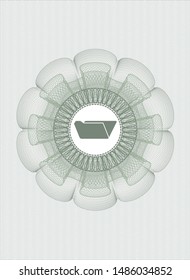 Green passport money rosette with folder icon inside