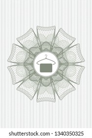Green passport money rosette with hanger with towel icon inside