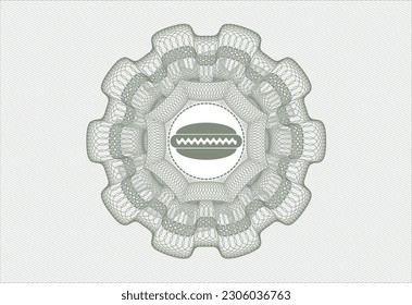 Green passport money rosette. with hot dog icon inside
