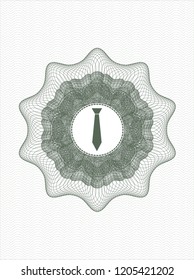 Green passport money rosette with necktie icon inside