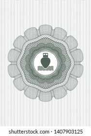 Green passport money rosette with ship icon inside