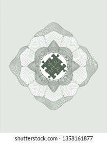 Green passport money rosette with solution icon inside