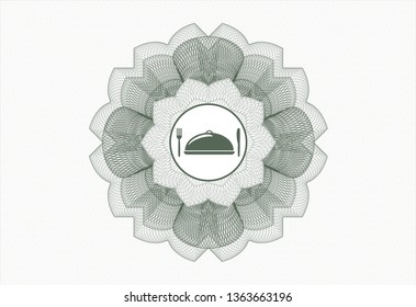 Green passport money rosette with special food icon inside