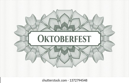 Green passport money rosette with text Oktoberfest inside