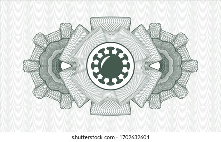 Green passport money rosette. Vector Illustration. Detailed with coronavirus icon inside