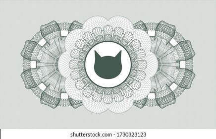 Rosette con dinero del pasaporte verde. Ilustración vectorial. Detallado con el icono de la cara del gato dentro