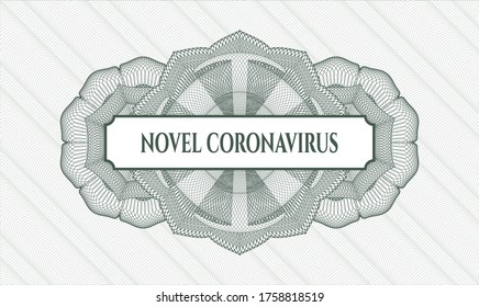 Rosette con dinero del pasaporte verde. Ilustración vectorial. Detallado con el texto Novel Coronavirus dentro