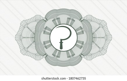 Green Pass Geld Rosette. Vektorgrafik. Detaillierte Angaben mit einem Sickle-Symbol im Inneren