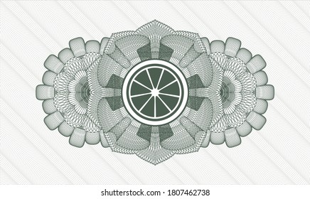 Rosette con dinero del pasaporte verde. Ilustración vectorial. Detallado con un icono naranja en el interior