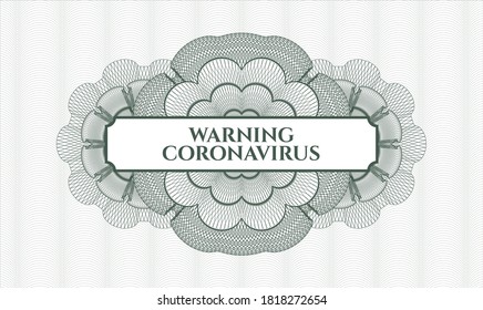 Rosette con dinero del pasaporte verde. Ilustración vectorial. Detallado con texto Advertencia Coronavirus dentro
