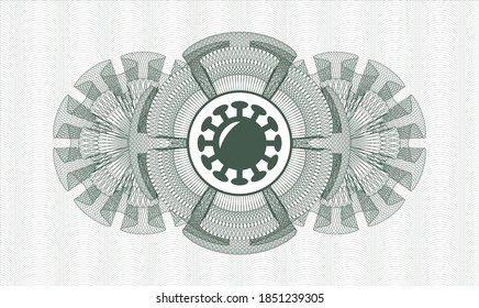 Rosette con dinero del pasaporte verde. Ilustración vectorial. Detallado con el icono de coronavirus dentro