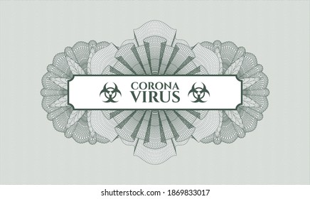 Rosette con dinero del pasaporte verde. Ilustración vectorial. Detallado con el texto Coronavirus dentro