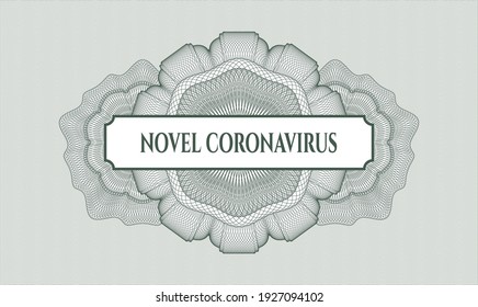 Rosette con dinero del pasaporte verde. Ilustración vectorial. Detallado con el texto Novel Coronavirus dentro