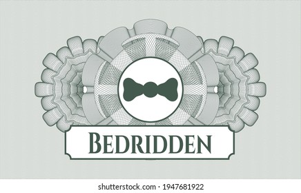 Green passport money rosette. Vector Illustration. Detailed with bow tie icon and Bedridden text inside