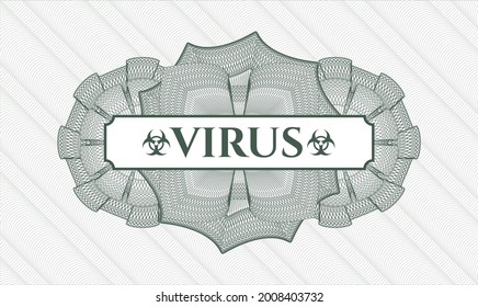 Rosette con dinero del pasaporte verde. Ilustración vectorial. Detallado con el virus de texto dentro