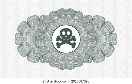 Green passport money rosette. Vector Illustration. Detailed with crossbones icon inside
