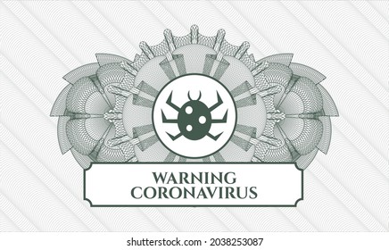 Rosette con dinero del pasaporte verde. Ilustración vectorial. Detallado con el icono de fallo y el texto de advertencia de Coronavirus dentro