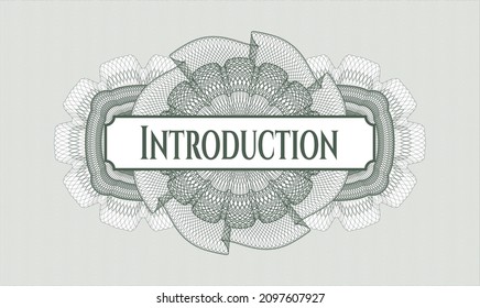 Rosette con dinero del pasaporte verde. Ilustración vectorial. Detallado con el texto Introducción