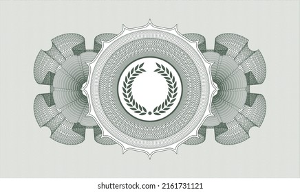 Green passport money rosette. Vector Illustration. Detailed with laurel wreath icon inside
